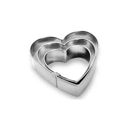 Imagem de kit 3un Cortador Inox Molde Forma Massas Biscoito - Coração