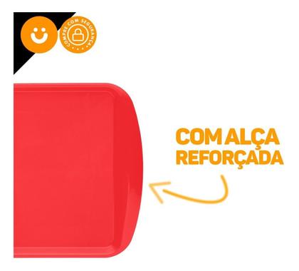 Imagem de Kit 3x Bandeja De Plastico Fast Food 44x30 Cores - Lanchonete Restaurante Prática 