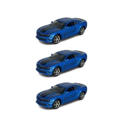 Imagem de Kit 3x Brinquedo Camaro Colecionável Azul - AP TOYS