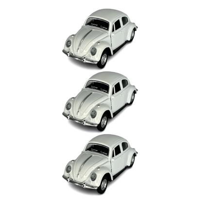 Imagem de Kit 3x Carrinho de Coleção Fusca Branco - AP TOYS