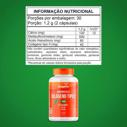 Imagem de Kit 3x Colágeno Tipo 2 Regener Flex 40mg Ácido Hialurônico M.S.M Cálcio 180 Caps Bigens