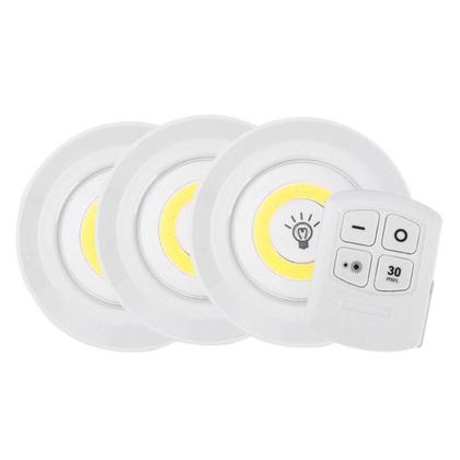 Imagem de Kit 3X Luminária Inteligente Led Sem Fio + Controle Remoto