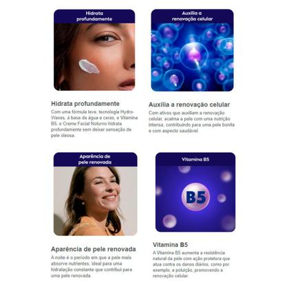 Imagem de kit 3x nivea creme facial noturno auxilia a renovação celular vitamina b5 100g sensação não oleosa