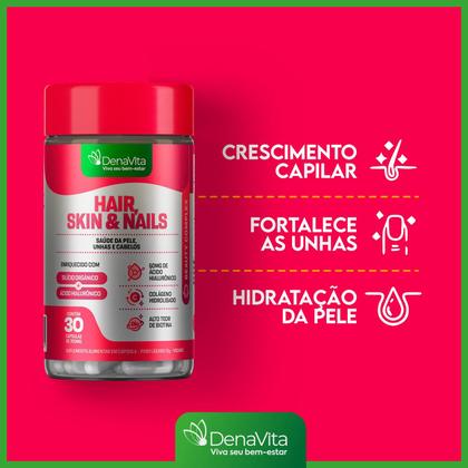 Imagem de Kit 3x Pote Hair Skin & Nails - Biotina + Ácido Hialurônico + Colágeno Hidrolisado - Vegano - Denavita