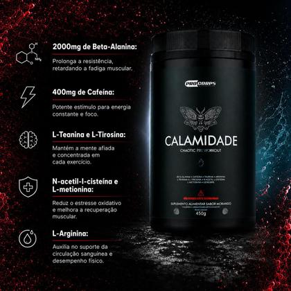Imagem de Kit 3x Pré Treino Calamidade 450g Pump Insano Sabor Morango