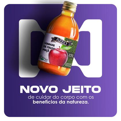 Imagem de Kit 3x Vinagre de Fruta Maçã Orgânico com Selo 450ml Azeo