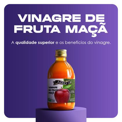 Imagem de Kit 3x Vinagre de Fruta Maçã Orgânico com Selo 450ml Azeo
