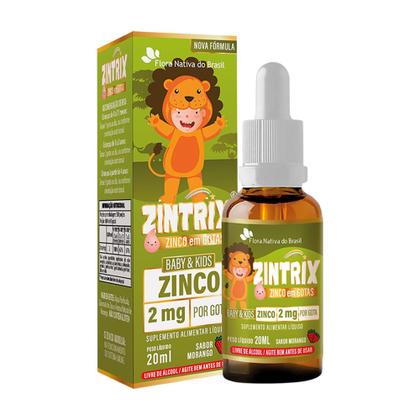 Imagem de Kit 3x Zintrix Kids (Zinco 2mg/gota) Sabor Morango 20mL Cada - Flora Nativa