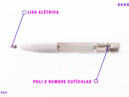 Imagem de Kit 3x1 Lixa Elétrica, Poli Unhas Remove Cutículas Ana Hickmann Beauty Nail (RB-KM0676) Pilha AAA