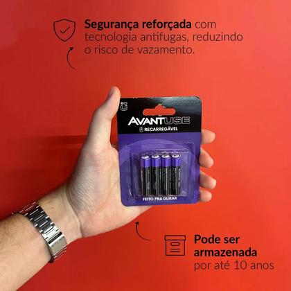 Imagem de kit 4, 8 ou 16 Pilhas Recarregável AAA Palito 1.2v 1000MAH Avant Use