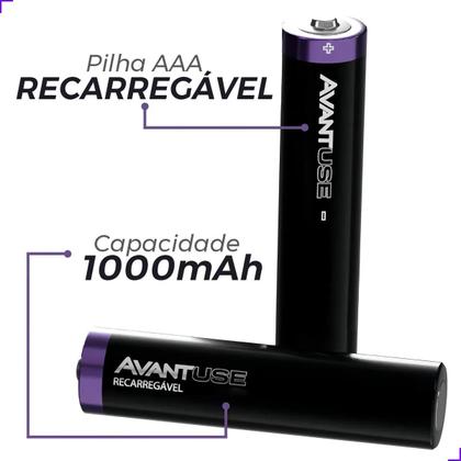 Imagem de kit 4, 8 ou 16 Pilhas Recarregável AAA Palito 1.2v 1000MAH Avant Use