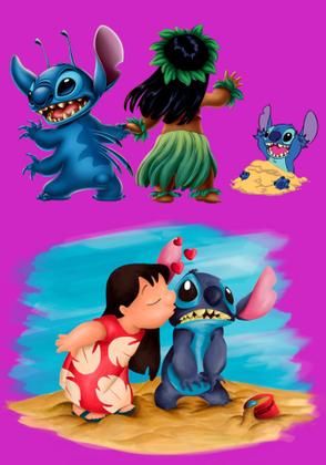 Imagem de Kit 4 Adesivos Encapar Caderno Espiral Lilo e Stitch