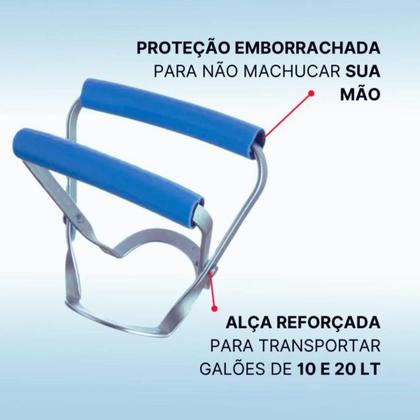 Imagem de Kit 4 Alça PVC Pegador Carregador Galão De Água 10 E 20 Litros Resistente