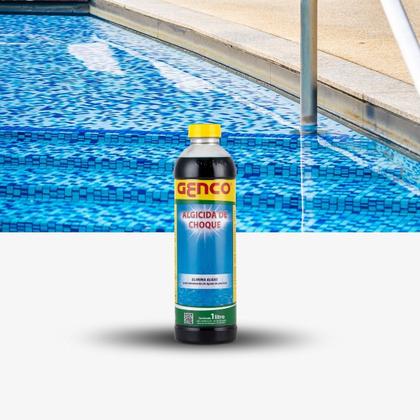 Imagem de Kit 4 Algicida De Choque Elimina Algas 1l Pool Trat Genco
