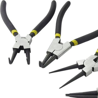 Imagem de Kit 4 Alicates Para Anéis 7 Pol. Interno Externo Reto Curvo