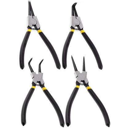 Imagem de Kit 4 Alicates Para Anéis 7 Pol. Interno Externo Reto Curvo