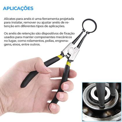 Imagem de Kit 4 Alicates Para Anéis 7 Pol. Interno Externo Reto Curvo