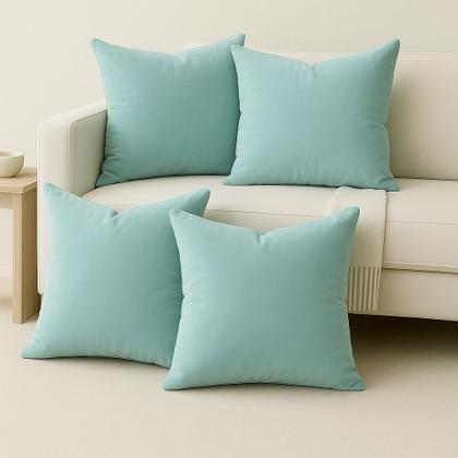 Imagem de Kit 4 Almofadas Cheia Veludo Decorativa 45x45 Azul Royal