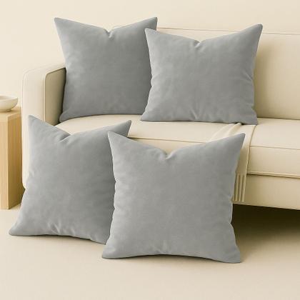 Imagem de Kit 4 Almofadas Cheia Veludo Suede Decorativa 45x45 Cinza