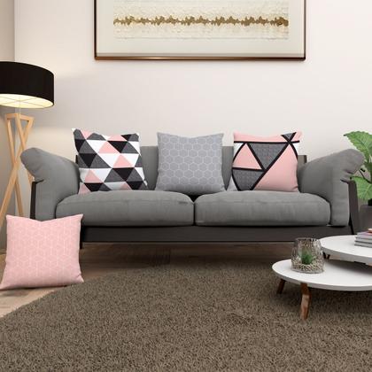 Imagem de Kit 4 Almofadas Cheias 40cm x 40cm Decorativas Estampadas Digital com Refil Sala com Zíper