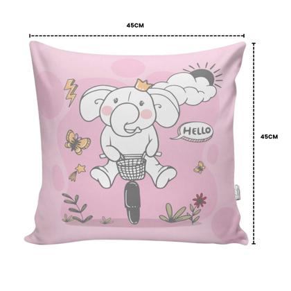 Imagem de Kit 4 Almofadas Cheias 45cm x 45cm Estampado Sala Quarto Elefante Rosa e Branco
