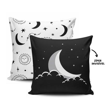 Imagem de Kit 4 Almofadas Cheias 45cm x 45cm Estampado Sala Quarto Lua
