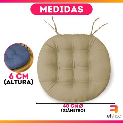 Imagem de Kit 4 Almofadas Decorativa Futton Assento De Cadeira Sofa C/ Fitas De Amarrar 40x40CM