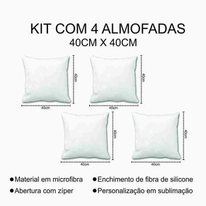 Imagem de Kit 4 Almofadas Decorativas Cheias 40x40cm Girassol