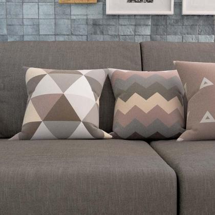 Imagem de Kit 4 Almofadas Geométricas E Decorativas Marrom/Bege 40X40