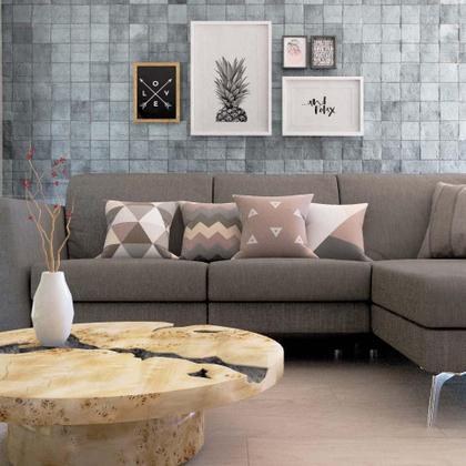 Imagem de Kit 4 Almofadas Geométricas E Decorativas Marrom/Bege 40X40