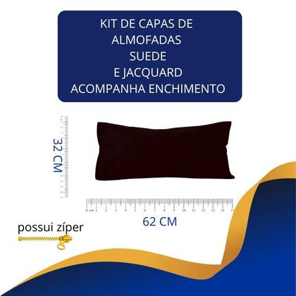 Imagem de Kit 4 Almofadas Retangulares Sued Amassado Jacquard Cheias