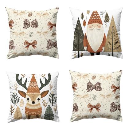 Imagem de Kit 4 Almofadas Temática Natal Decoração Alegre Sofá Sala Casa Enfeite Charmoso Bonito Festivo