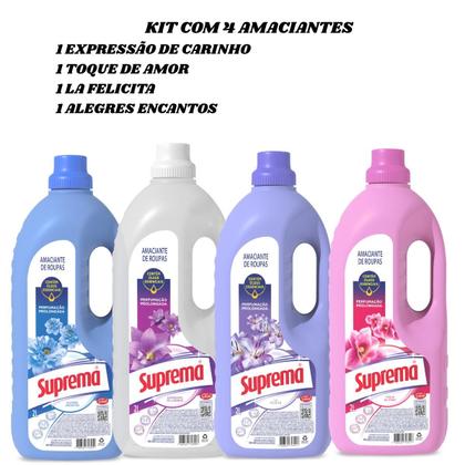 Imagem de Kit 4 Amaciantes Concentrados Suprema Roupas Macias e Perfumadas Com Aromas Sortidos 2 Litros Cada