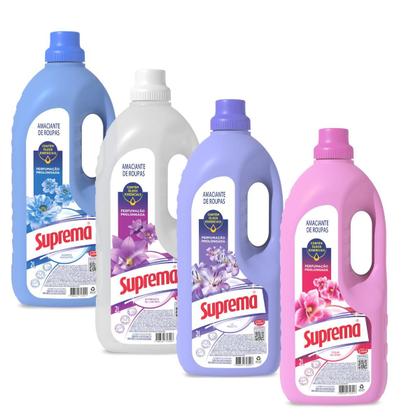 Imagem de Kit 4 Amaciantes Concentrados Suprema Roupas Macias e Perfumadas Com Aromas Sortidos 2 Litros Cada