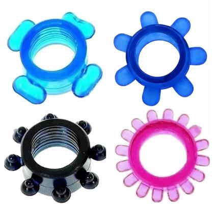 Imagem de Kit 4 Anel Peniano em Silicone Retarda Ejaculação Estimulador