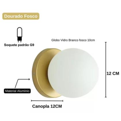 Imagem de Kit 4 Arandela Slim Globo 10 Jabuticaba Branco Fosco