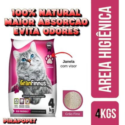 Imagem de Kit 4 Areia Higienica Para Gatos Gran Finnus Total 16kg