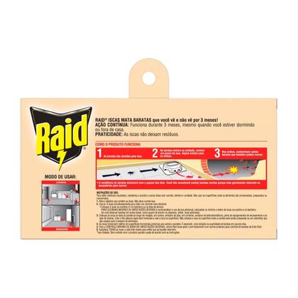 Imagem de Kit 4 Armadilha Iscas Mata Barata Raid com 6 Unidades