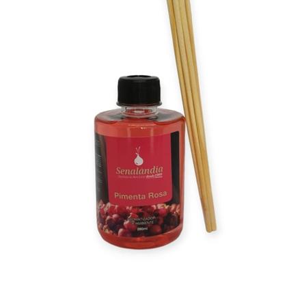 Imagem de Kit 4 Aromatizante Ambiente Pimenta Rosa 280ml Difusor Palito Casa Ar Cheiroso Senalândia - Envio Já