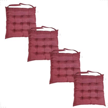 Imagem de Kit 4 Assentos Futton C/Cordinhas Para Amarrar Confortável Diversas Cores Futon Decoração Para Cadeiras Banquetas Piquenique