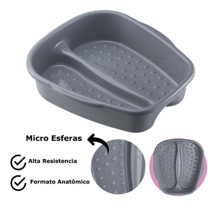 Imagem de Kit 4 Bacia Para Pés Pedicure Salão de Beleza Multiuso Relaxamento Compact Colors Dompel - Cinza