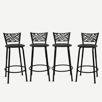 Imagem de Kit 4 Bancos Banquetas 60cm Eclipse Preta Ideal Balcão Ilha Bistrô Bar Cozinha Bancada Área Gourmet Sorveteria