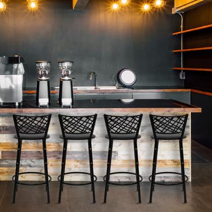 Imagem de Kit 4 Bancos Banquetas 60cm Eclipse Preta Ideal Balcão Ilha Bistrô Bar Cozinha Bancada Área Gourmet Sorveteria