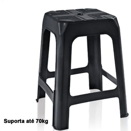 Imagem de Kit 4 Bancos Banquetas Preta Adulto 45 Cm Plástica -Arqplast