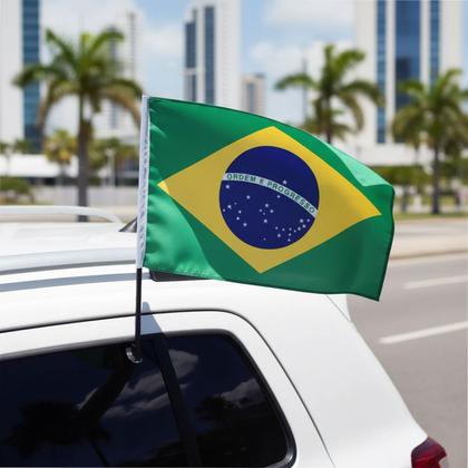 Imagem de Kit 4 Bandeiras Do Brasil Dupla Face Com Haste Para Carros Copa Do Mundo