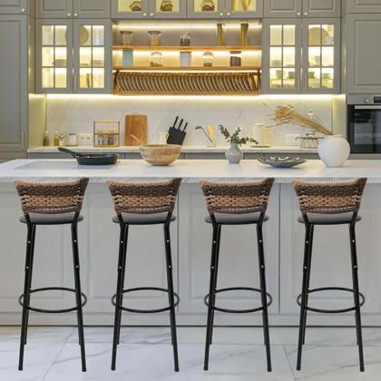 Imagem de Kit 4 Banqueta Cadeira 80cm Balcão Americana Bancada Cozinha Gourmet Ilha Estrutura Preta Itagold