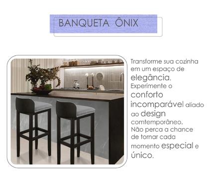 Imagem de Kit 4 Banquetas Alta Ônix Cozinha Madeira cor Preta Maciça Estofada  Área Gourmet
