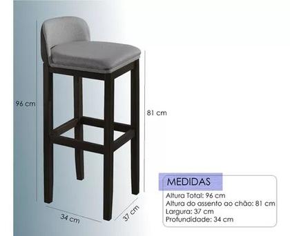 Imagem de Kit 4 Banquetas Alta Ônix Cozinha Madeira cor Preta Maciça Estofada  Área Gourmet