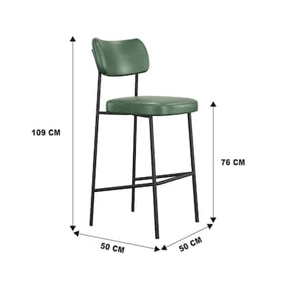 Imagem de Kit 4 Banquetas Alta Stela Base Metálica Preta material sintético Verde - Belliv Decor