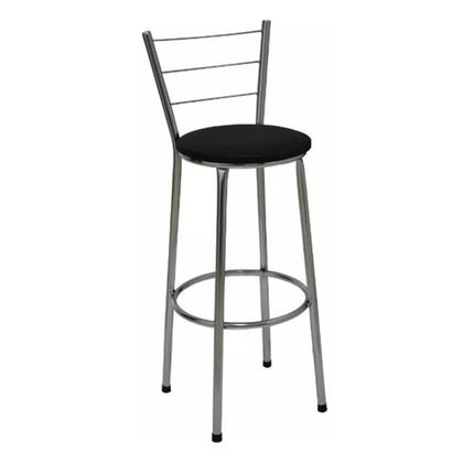 Imagem de Kit 4 Banquetas Altas Cromada com Encosto Assento Preto